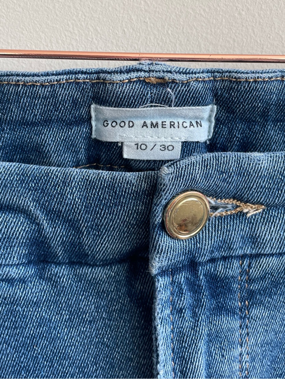Good American Good Legs Skinny High-Rise Raw Hem Blue Denim Jeans - Picture 2 of 7